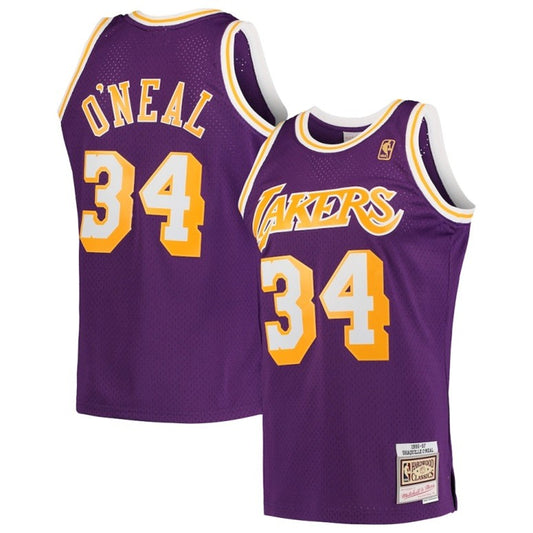 Men's Los Angeles Lakers Shaquille O'Neal Mitchell & Ness Purple Hardwood Classics Jersey